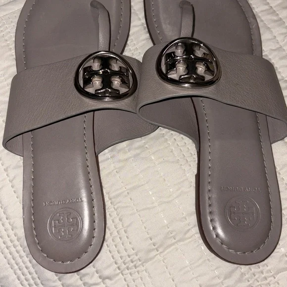 Tory Burch Taupe Slide Sandals - Picture 3 of 4